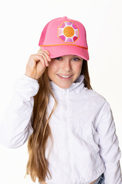 Kids Solitaire Trucker Hat, Pink