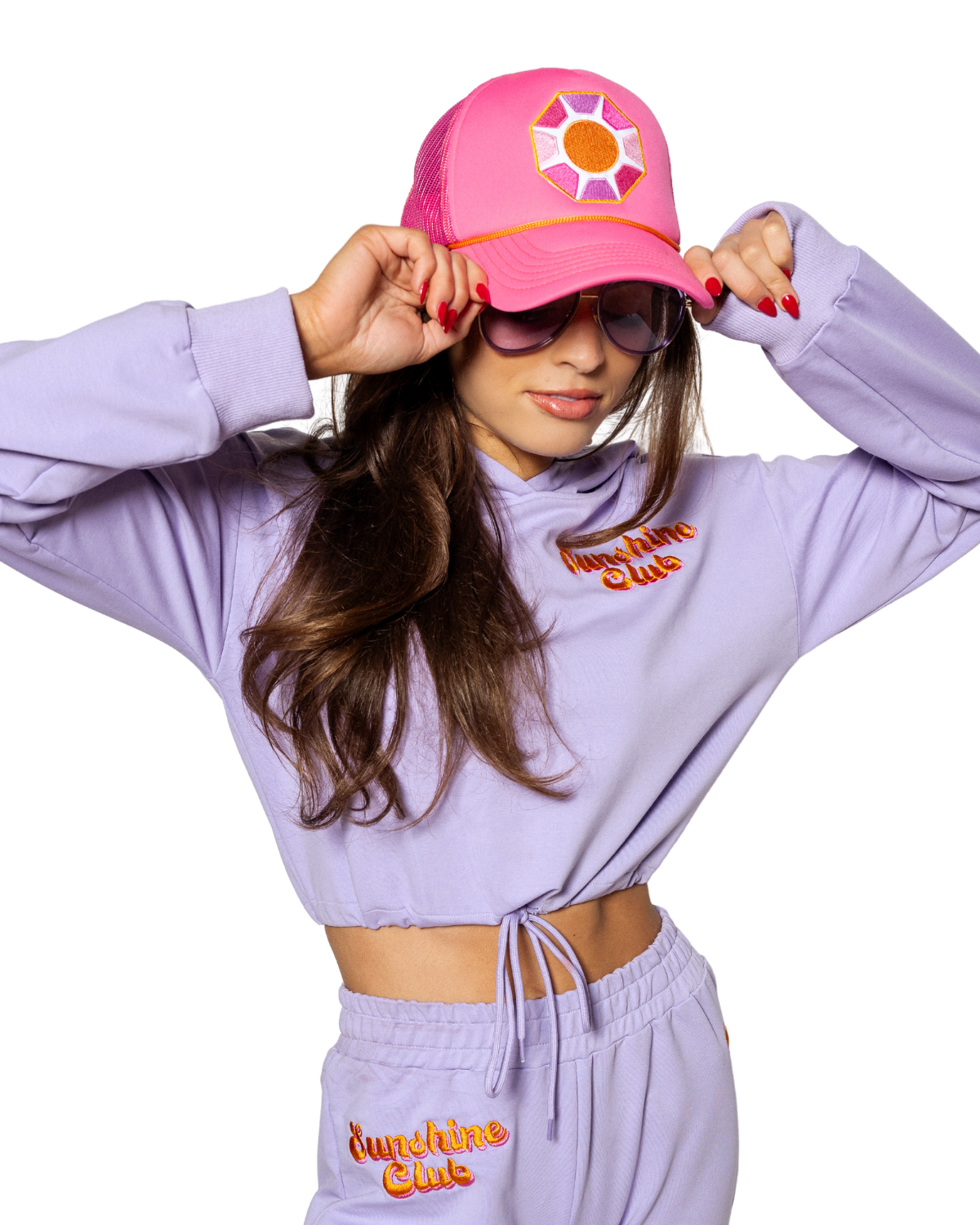 Solitaire Sun Trucker Hat, Pink