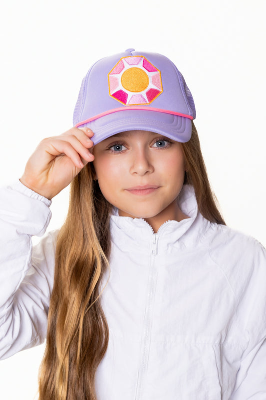 Kids Solitaire Trucker Hat, Lavendar