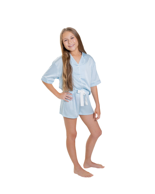 Kids Silky Blue (Short Sleeve w/ Shorts)