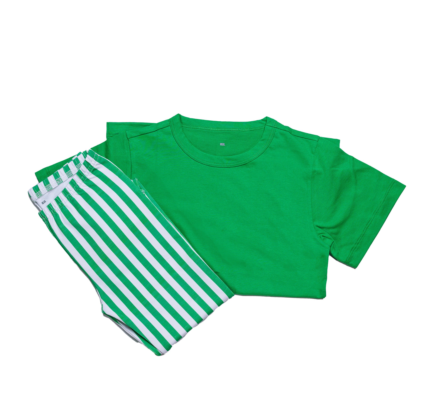 Boys Striped Pant Set, Green