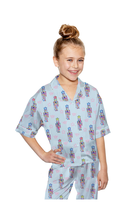 Kids Silky Nutcracker, Blue (Short Sleeve w/ Pants)