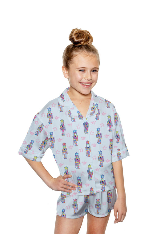 Kids Silky Nutcracker, Blue (Short Sleeve w/ Shorts)