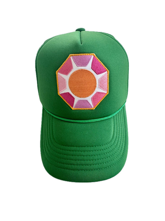 Solitaire Sun Trucker Green Hat